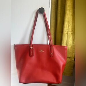 Coach *Orange Red Leather Tote